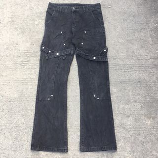 DOUBLE KNEE WITHSTRAP DENIM PANTS