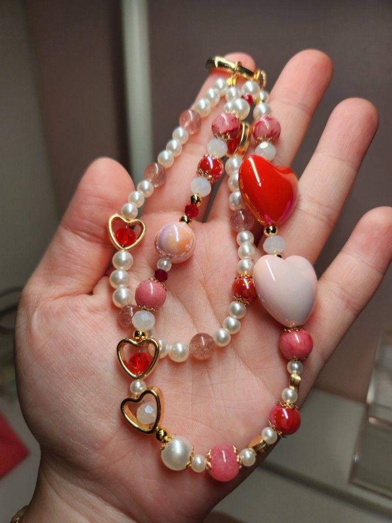 Red & pink hearts sales charm