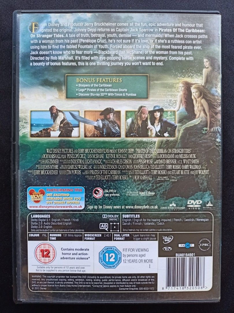 Rob Rotton Dvd DVD Pirates Of The Caribbean : On Stranger Tides, Hobbies & Toys, Music ...