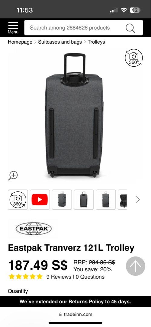 Eastpak luggage singapore online