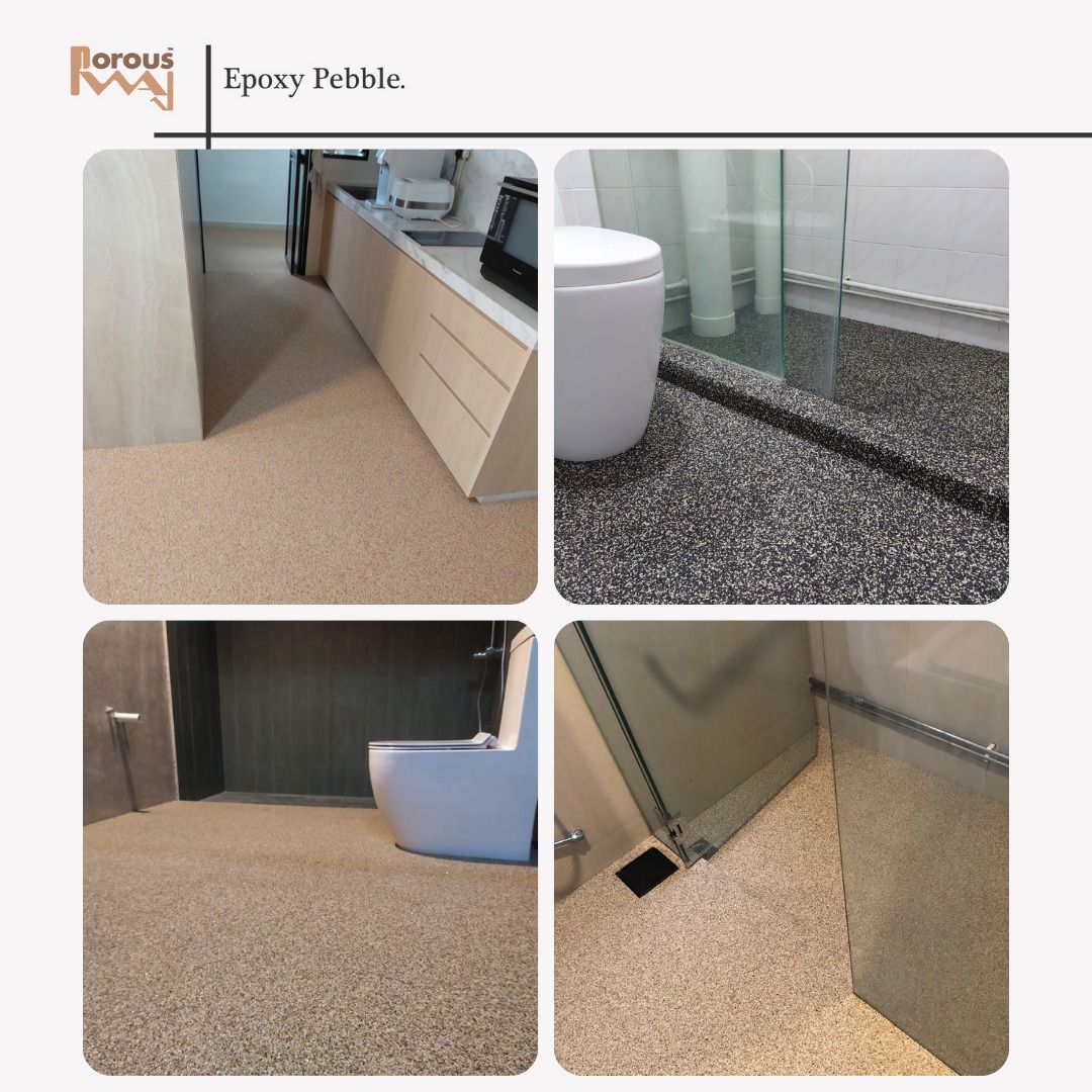 Epoxy Pebble flooring HDB Toilet BTO Toilet Condo Toilet
