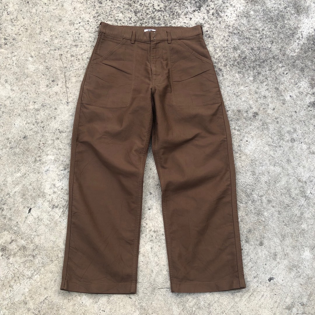 Fatigue Pants Uniqlo U Brown Second Original, Fesyen Pria, Pakaian
