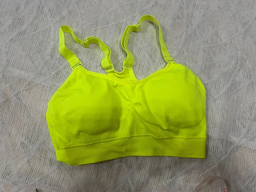Fila bright yellow sports bra large Men s Fashion Activewear on Carousell