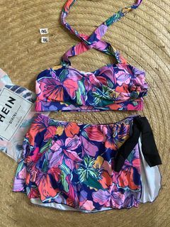 floral two piece skirt swimsuit plus size