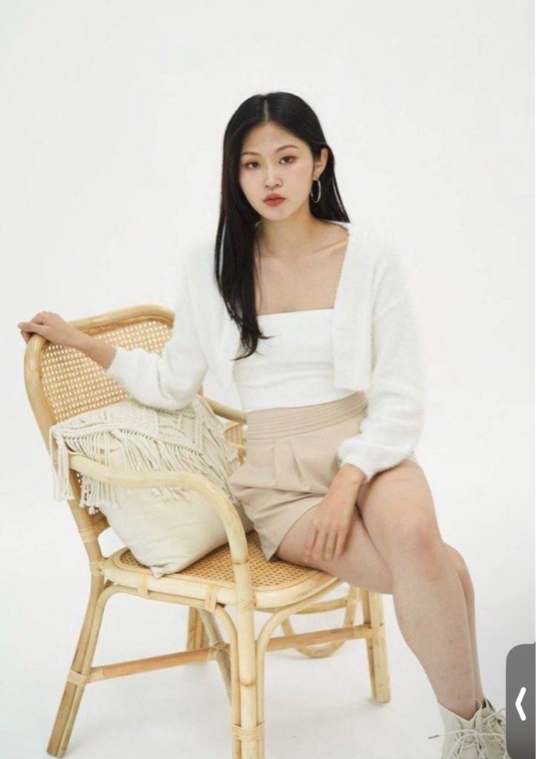 White fluffy sales cropped cardigan