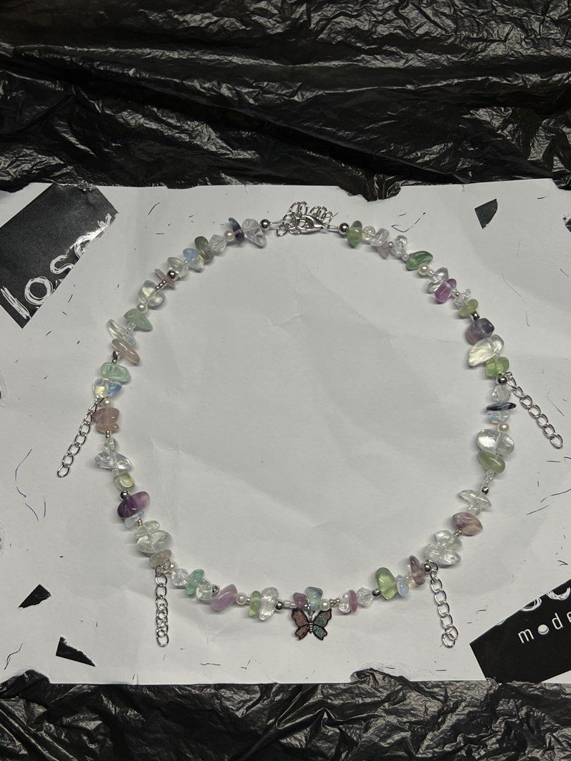 White crystal outlet stone necklace