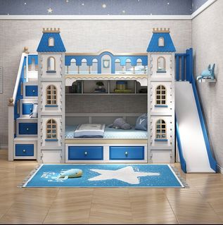 (Free Installation) Castle Children's Bunk Bed Series/bed frame/staircase/wardrobe/ladder/ double decker bed