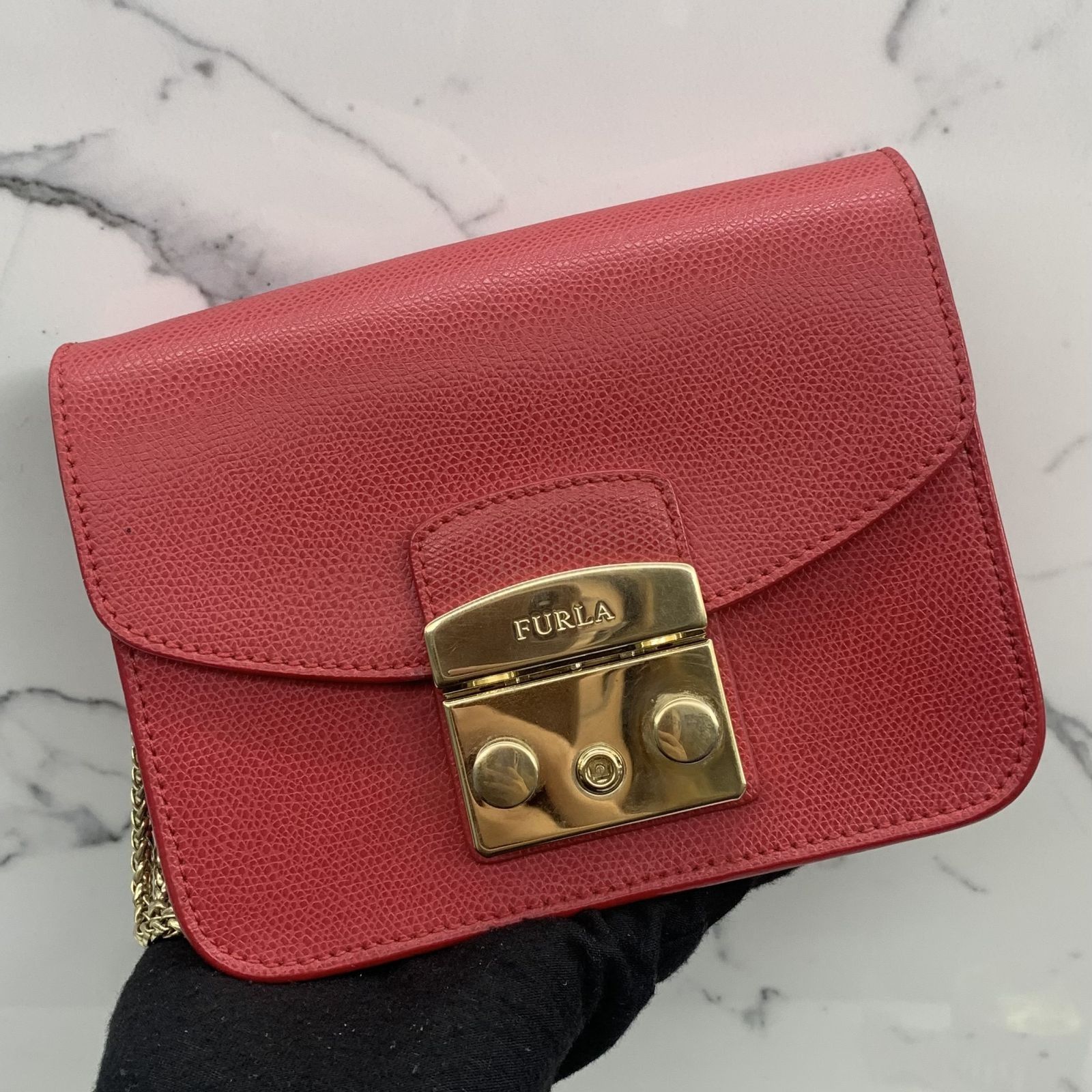 Furla red cheap shoulder bag