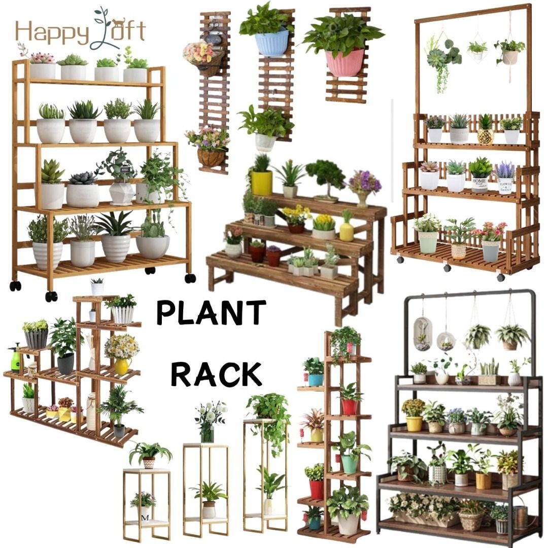 Gardening Plant Rack Shelf Table Multi-Tier Indoor Outdoor Bamboo ...