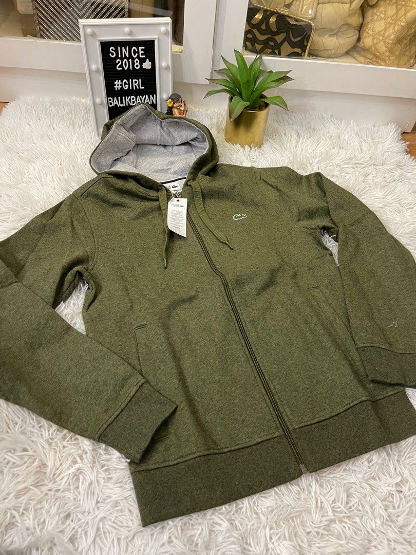 Gorgeous olive green LACOSTE hooded zip jacket