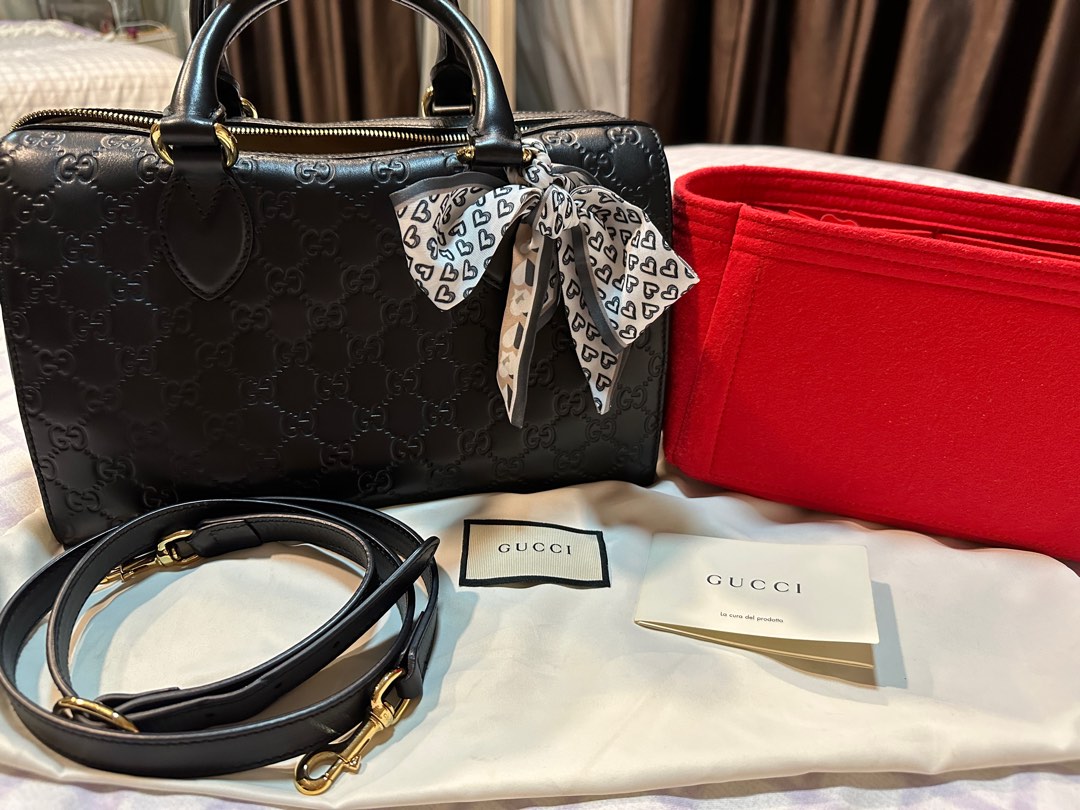 Gucci black boston bag best sale