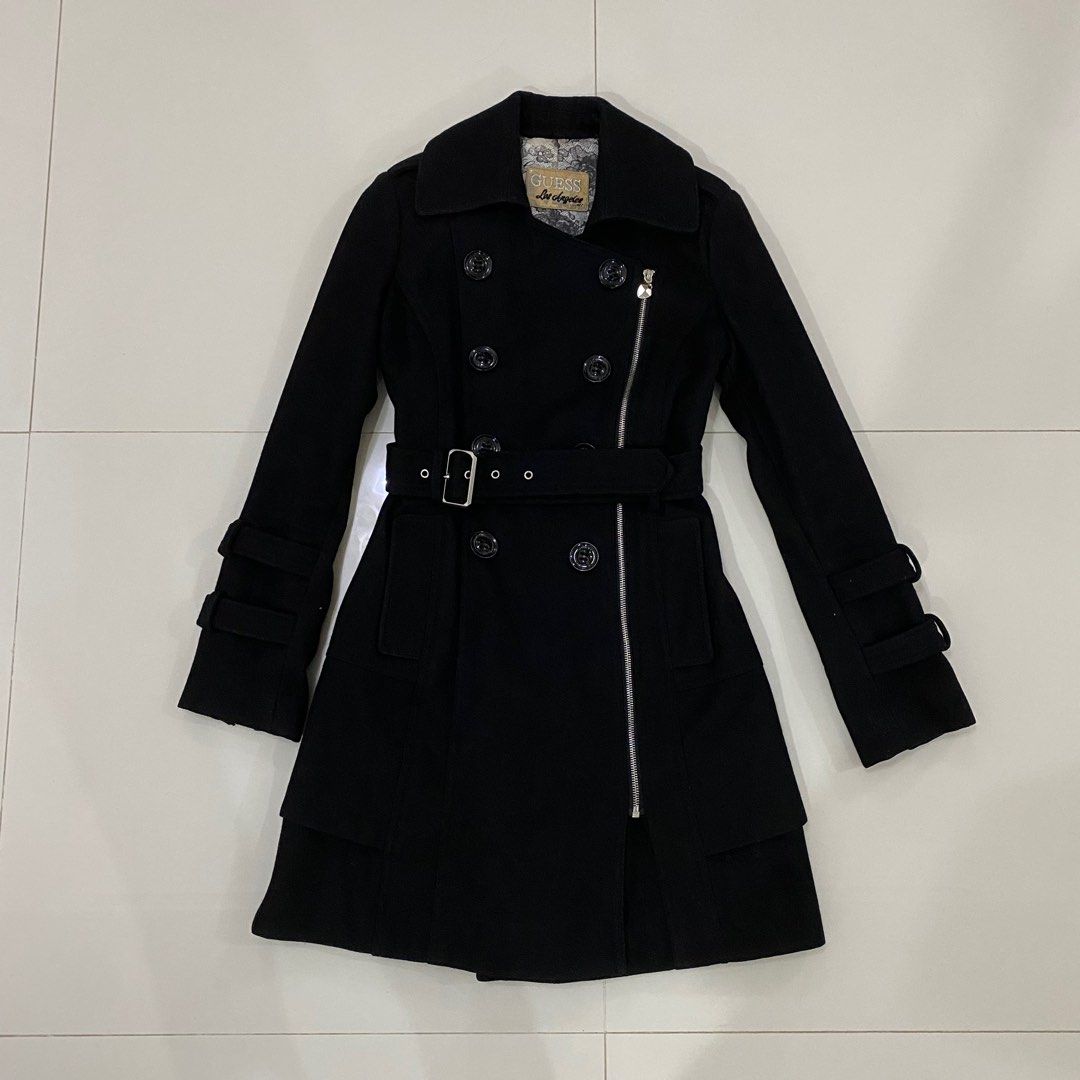 Guess black trench best sale coat