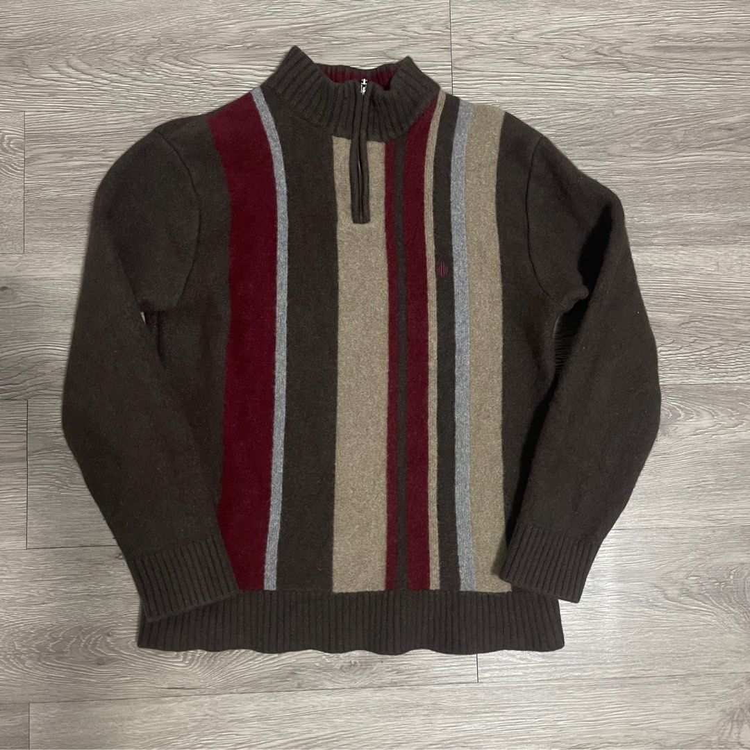Half zip up sweater coklat