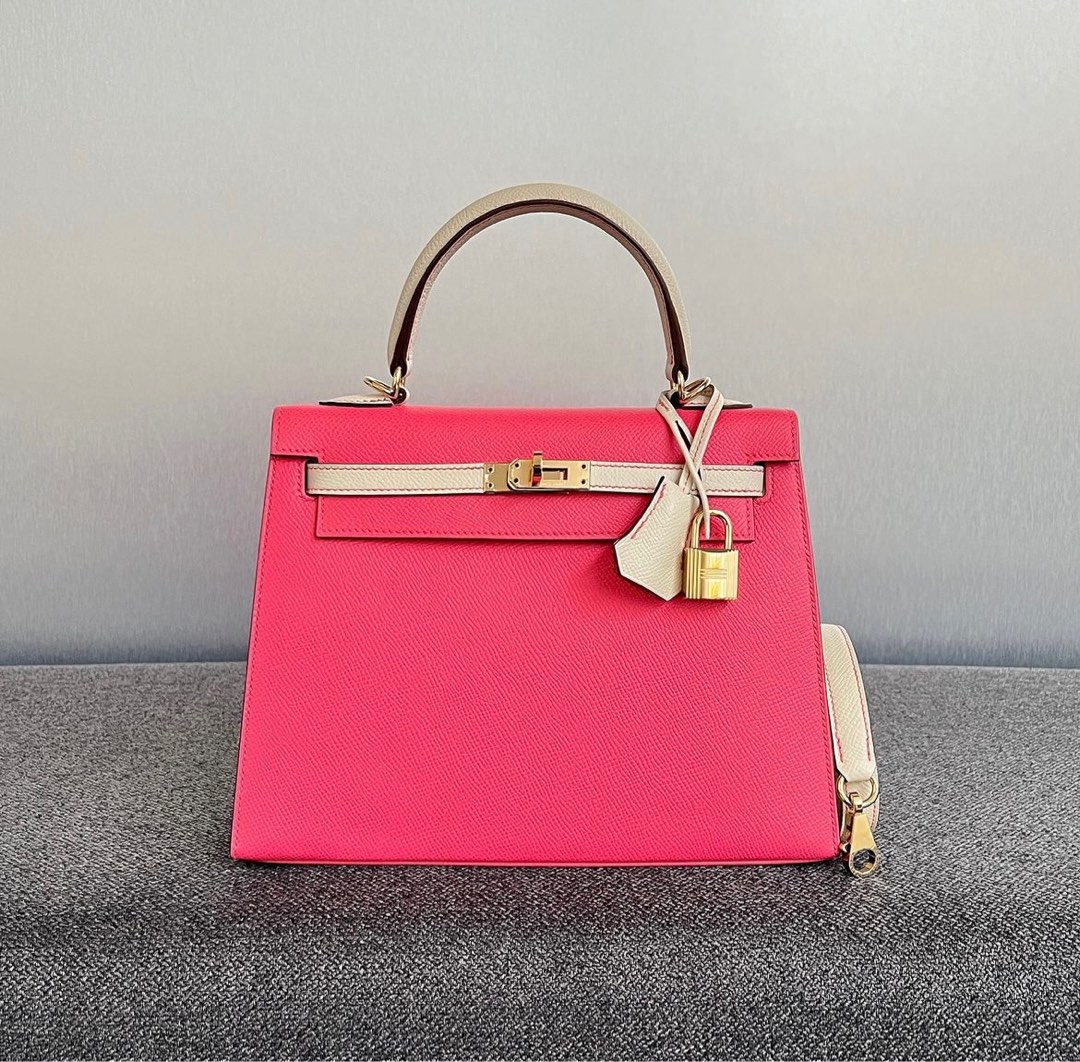 Hermes HSS Kelly 25 Sellier (Special Order) Rose Azalee/Craie