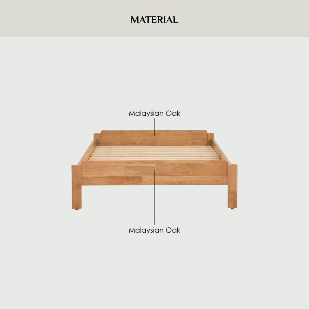 HILO Single Bed Frame (Solid Oak) Free delivery, Furniture & Home