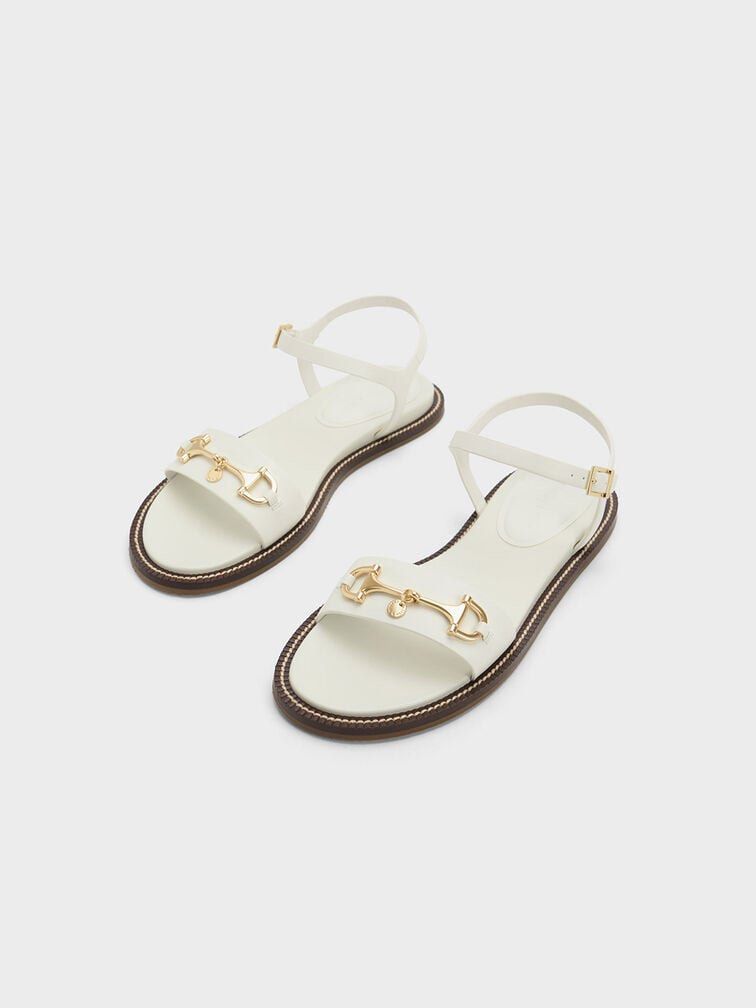 Horsebit Back Strap Sandals White Women s Fashion Footwear
