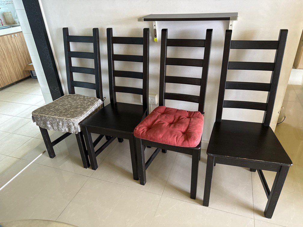 IKEA solid wood dining chairs, Furniture & Home Living, Furniture