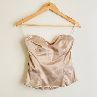 Jennyfer Tan Silk Soft Corset Padded Tube Top