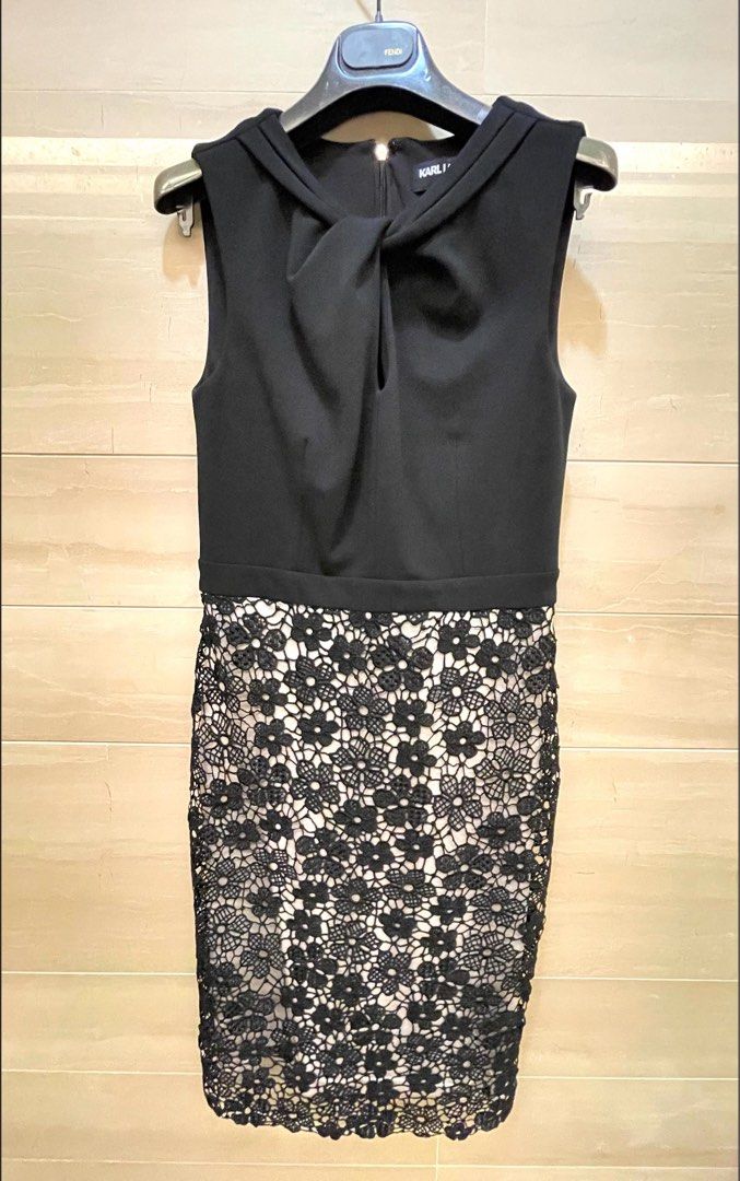 Karl lagerfeld hotsell black lace dress