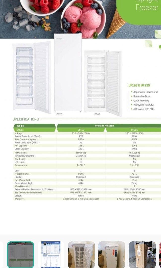 Khind Upright Freezer UF163, TV & Home Appliances, Kitchen Appliances