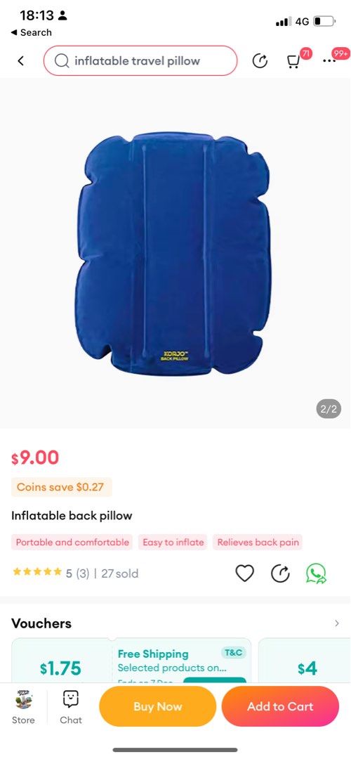 KORJO inflatable back pillow