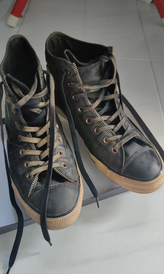 Converse Black Leather Sneakers Men s Fashion Footwear Sneakers