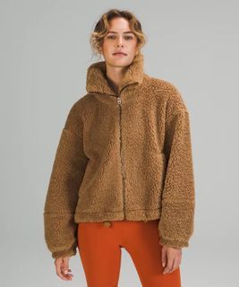 lululemon cinchable fleece zip up bold beige