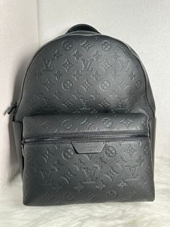 LV discovery黑色牛皮壓紋雙肩包 壓花牛皮