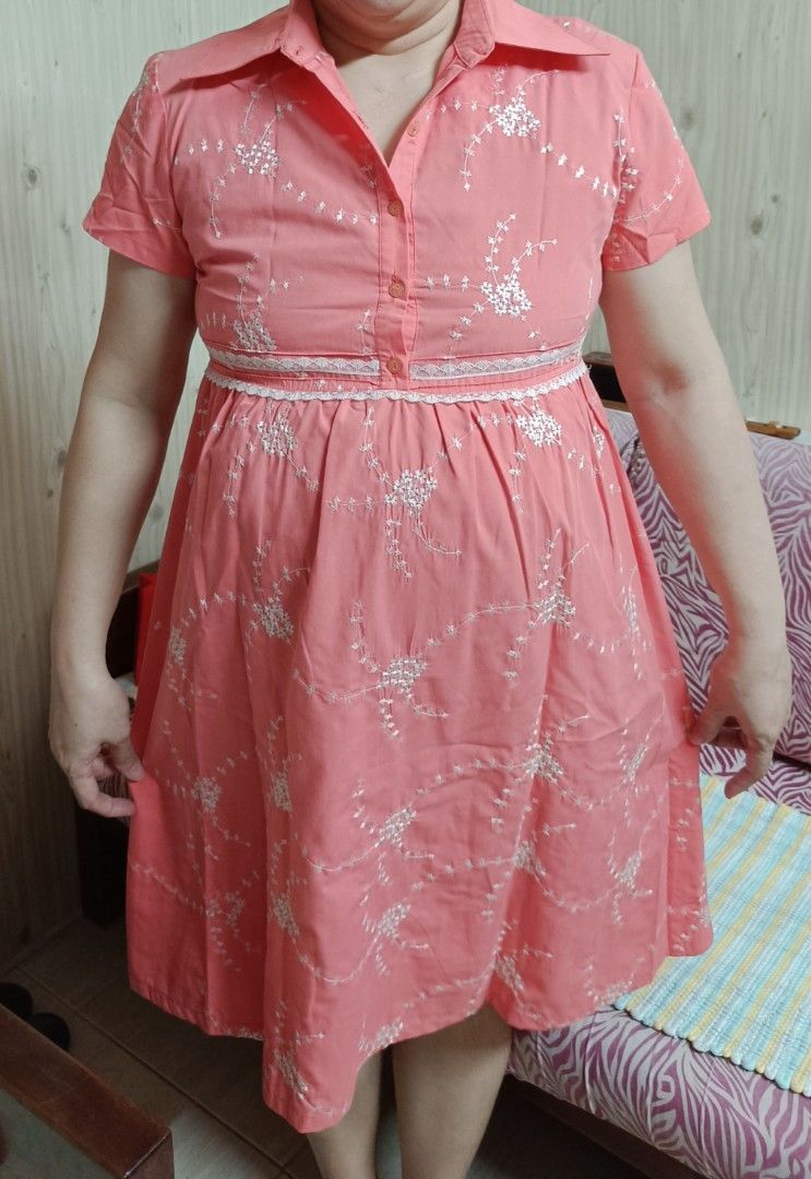 Maternity dress (Category: Dresses) located in Manila. Submitted by the_simple_things (Listing ID 1269373263, Image 1). Description: Pre-loved but excellent conditon Used only once very nice in actual embroidered details Bought at 700 pesos.