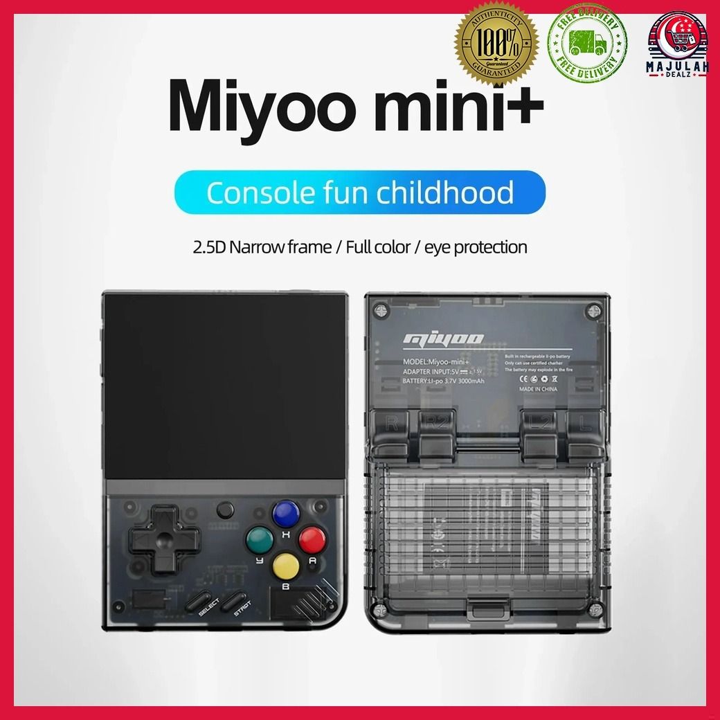 MIYOO MINI + PLUS 🚚 FREE DELIVERY ✅ FIXED PRICE (Category: Others) located in Singapore. Submitted by majulahdealz (Listing ID 1269414915, Image 1). Description: Miyoo Mini Plus: Retro Handheld Game Console - Portable, Rechargeable, and WiFi Enabled 0 Games: $85 64GB (15K Games): $95 128GB(25K Games): $99 32GB Game List: https://docs.google.com/spreadsheets/d/1IPee3cjea-2lAfNgIJKIaGVpFw9LNf03JalK1kw6IvI/edit?usp=sharing 64GB Game List: https://d