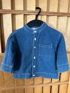 (新淨)正品MUJI童裝無印良品Classic Soft Jeans Shirt Colour: 牛仔藍色，靚色， MUJI Kids Size : 80 簡約靚剪裁，富彈性，柔軟舒適，百搭易襯靚款，男女童合適 unisex Kids Boy Girl Baby Top