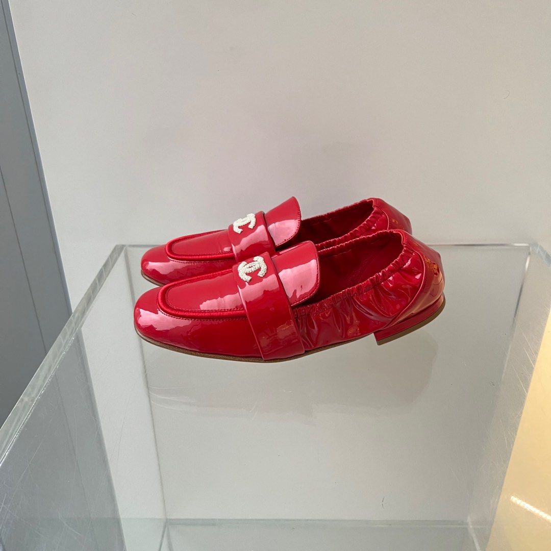New Chanel Elastic Loafer Patent Red Women s Fashion Footwear