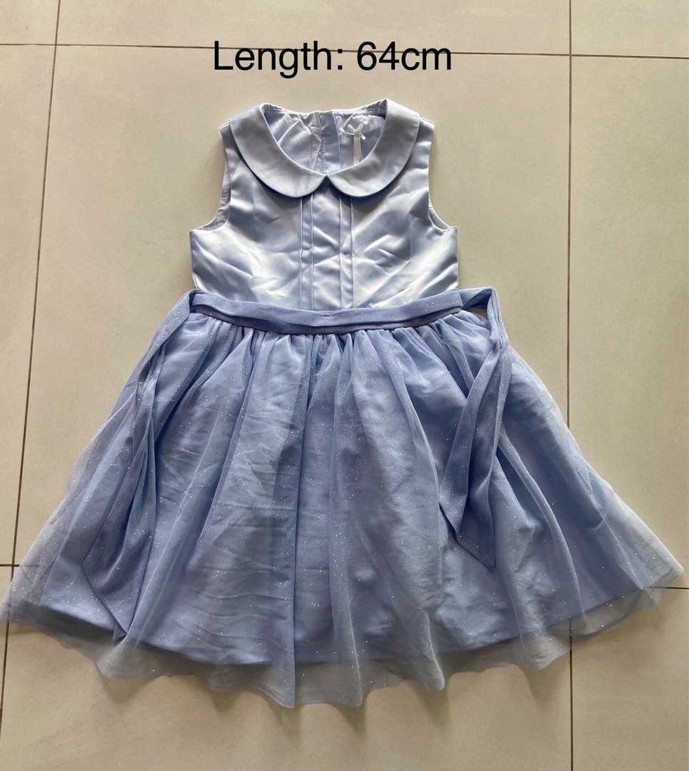 Next Blue Satin Glitter Party Dress 110 116cm 4 6yo