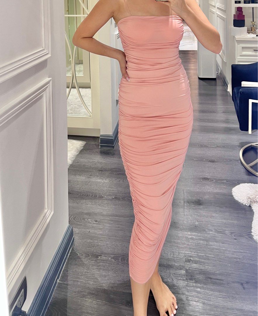 Peach fitted new arrivals dress