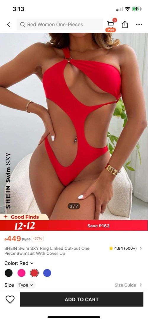 One-piece Shein Red Swimsuit (Category: Bikinis & Swimsuits) located in Manila. Submitted by ohmamarge (Listing ID 1269350864, Image 1). Description: Just bought this from Shein RFS: Too big for me.