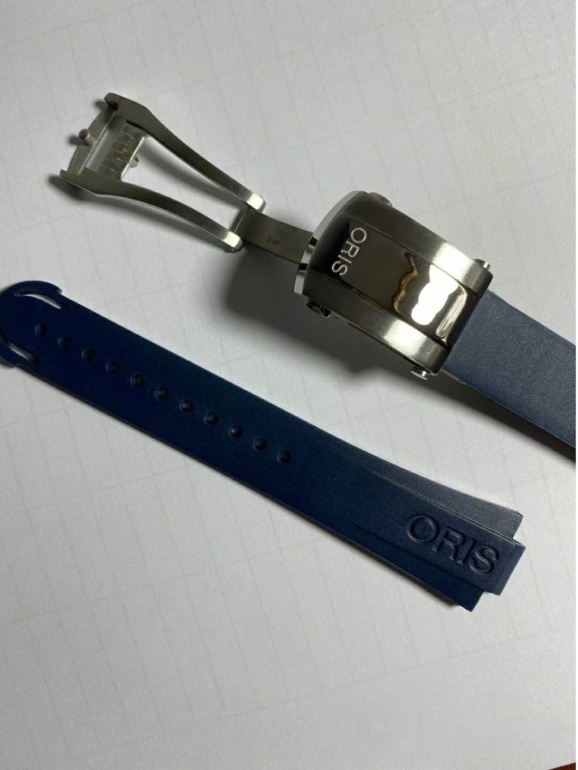 Oris men watch strap blue genuine leather comes with silver