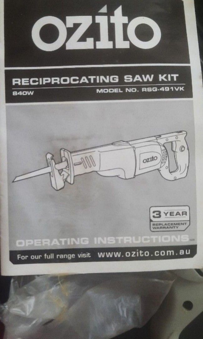 Ozito reciprocating saw 2025 manual