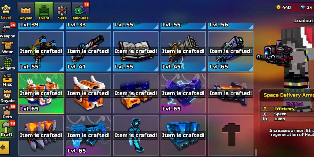 (Non modded) Pixel gun 3d account 249 Mythical weapons, Video Gaming