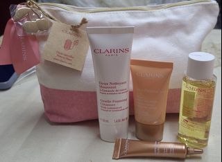 Promo Sale!!! 100% Authentic CLARINS Face care Set..With  pouch..perfect for  gift in any occasions.
