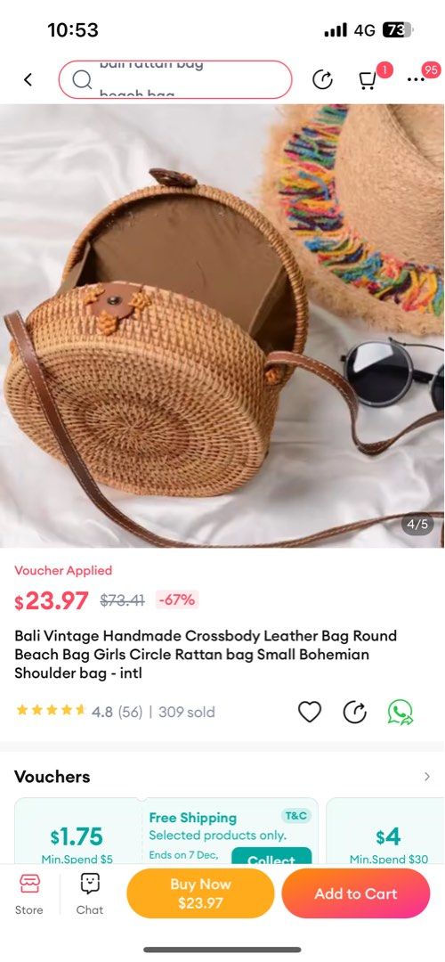 Cheap top rattan bag