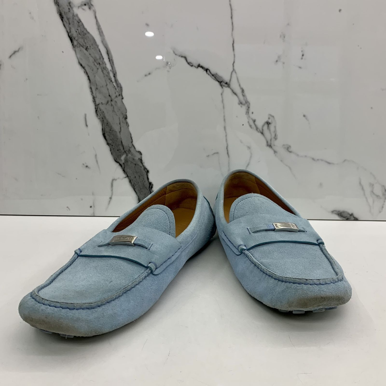 Ferragamo blue suede shoes shop