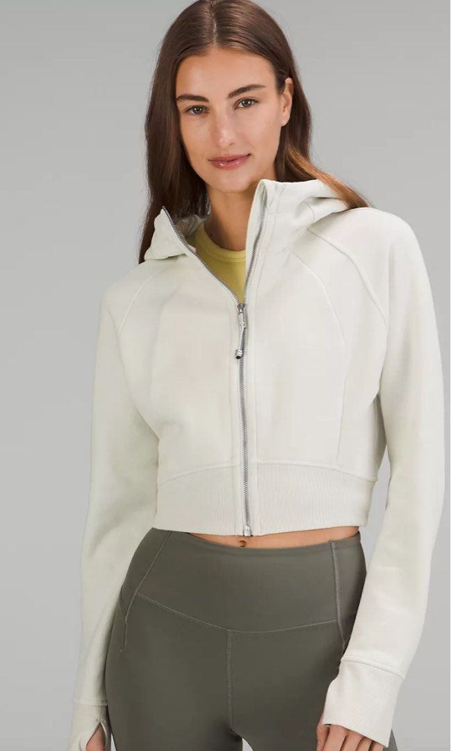 White zip up hoodie cropped clearance
