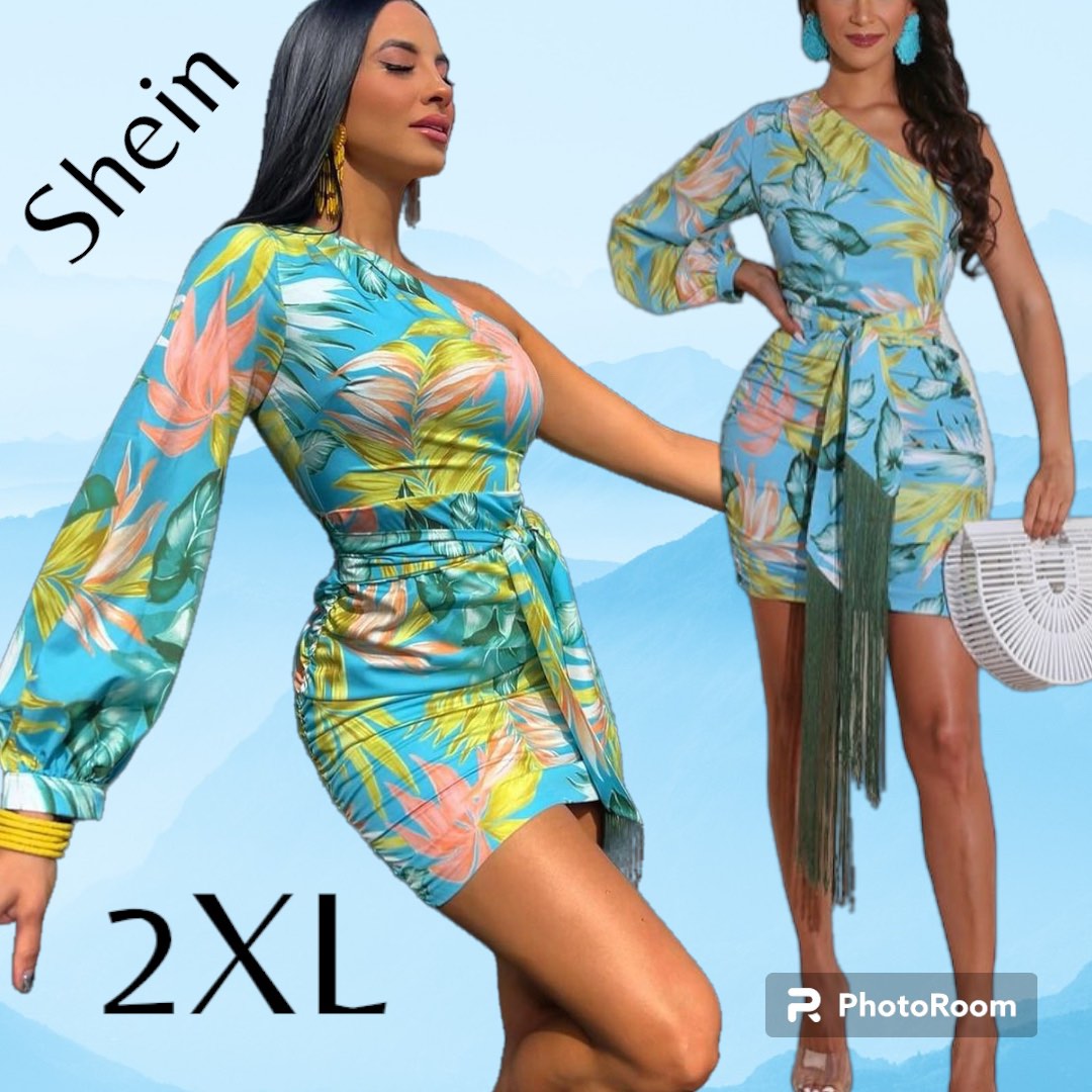 SHEIN Curve Boho Multicolour Cream Floral Skirt Size 2XL