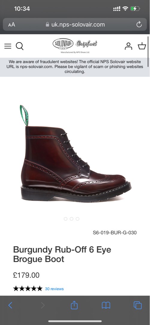 SOLOVAIR burgundy rub off 6eye brogue boots, Men's Fashion, Footwear ...