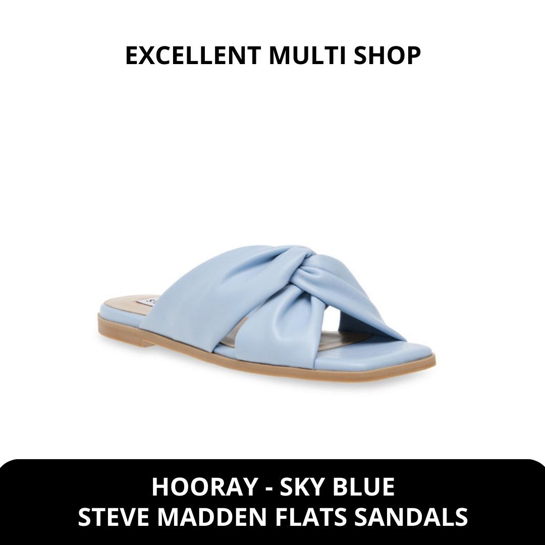 Steve Madden Hooray Blue Flats Sandals 36 Fesyen Wanita Sepatu