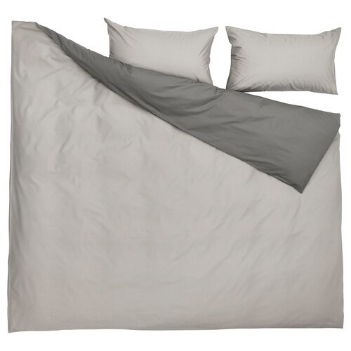 DVALA Quilt cover and 2 pillowcases, white, 240x220/50x80 cm