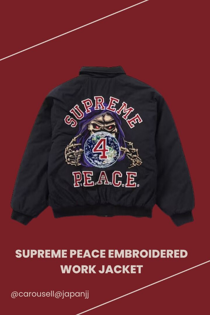 移日撚🇯🇵現貨全新Supreme Peace Embroidered Work Jacket(Navy) 🔥送
