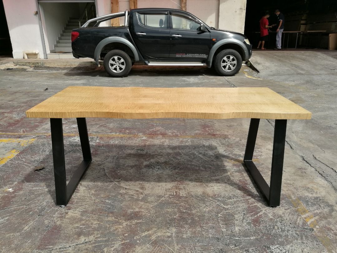 Syca Table (Category: Tables & Sets) located in Klang. Submitted by hermozadesign (Listing ID 1269367628, Image 2). Description: Syca Dining Table | Syca Desk *DIRECT FROM FACTORY* Thickness : • 4.3cm Package comes with : • 1 Table Top • 1 Pair of Black Metal Legs Price list : Table : RM 999.00 /unit Chair : RM 200.00 /unit Table + 4 Chairs : RM 1700.00 /set Table + 6 Chairs : RM 2100.00 /set Notes: • No Showroom • Self-assembly Required.