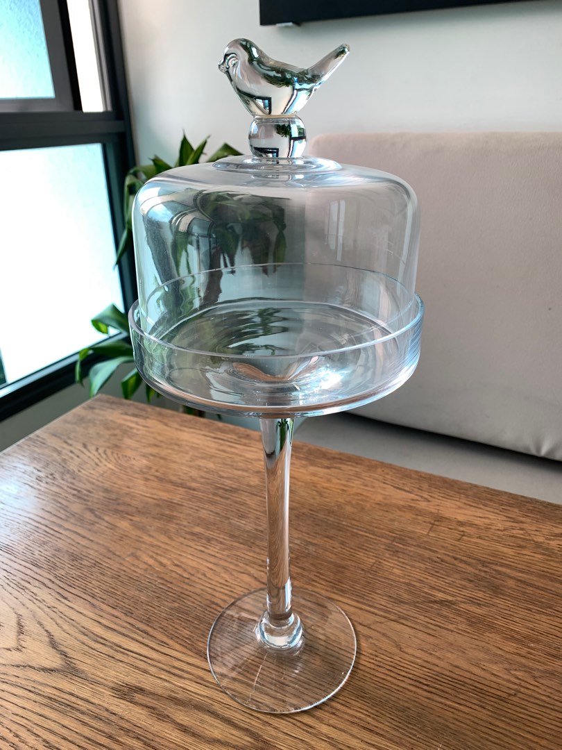 Tall Cake stand with glass dome. Furniture Home Living