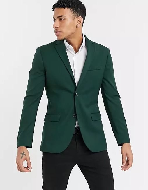 Topman Skinny Suit Jacket in Dark Green Size M Men s Fashion